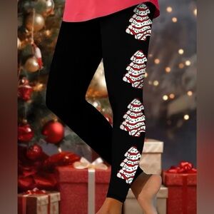 Unbranded Plus Size Christmas Leggings with Candy Cane Design on Each Leg